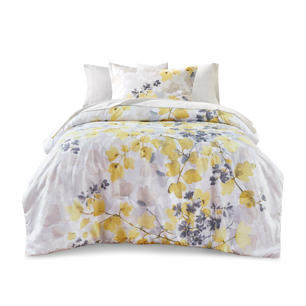 Yellow Queen Comforter Set with Bed Sheets - Microfiber, Hypoallergenic Fill
