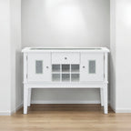 White Wine Cabinet Server with Storage and Wine Rack - Elizaveta