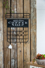 Floating Coffee Bar Shelf with Coffee Pod Holder and Storage Shelf - Black