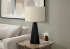 Modern Black Resin Table Lamp with Adjustable 3-Way Lighting - Beige Linen Shade