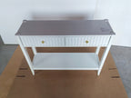 Narrow Console Table with Drawers and Storage Shelf - White