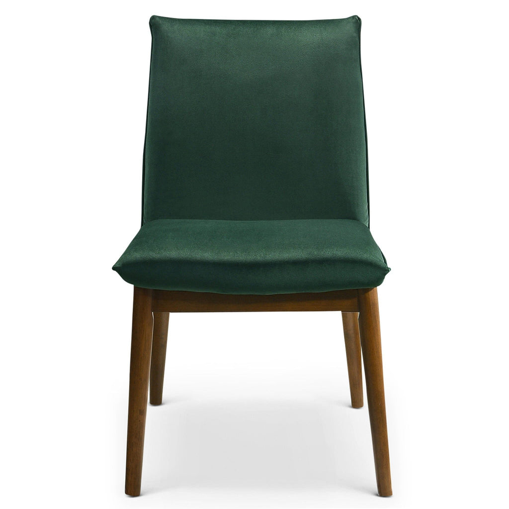 Monza Contemporary Dining Chair Set with Solid Wood Frame - Beige or Dark Green