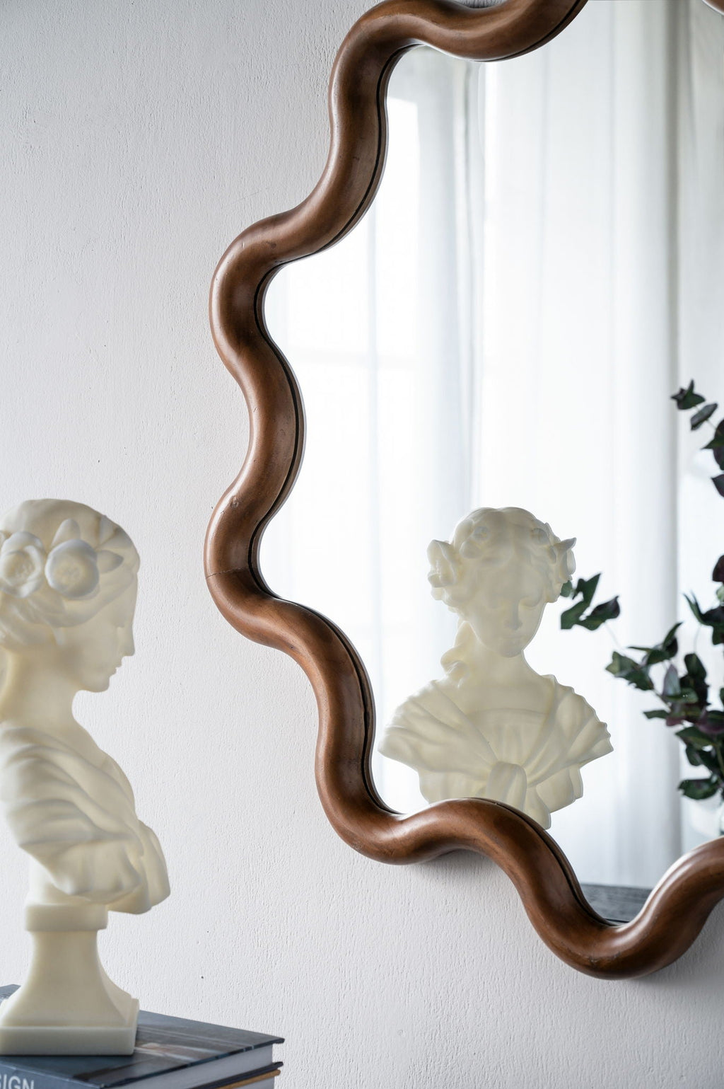 Wooden Accent Mirror With Unique Frame - Brown