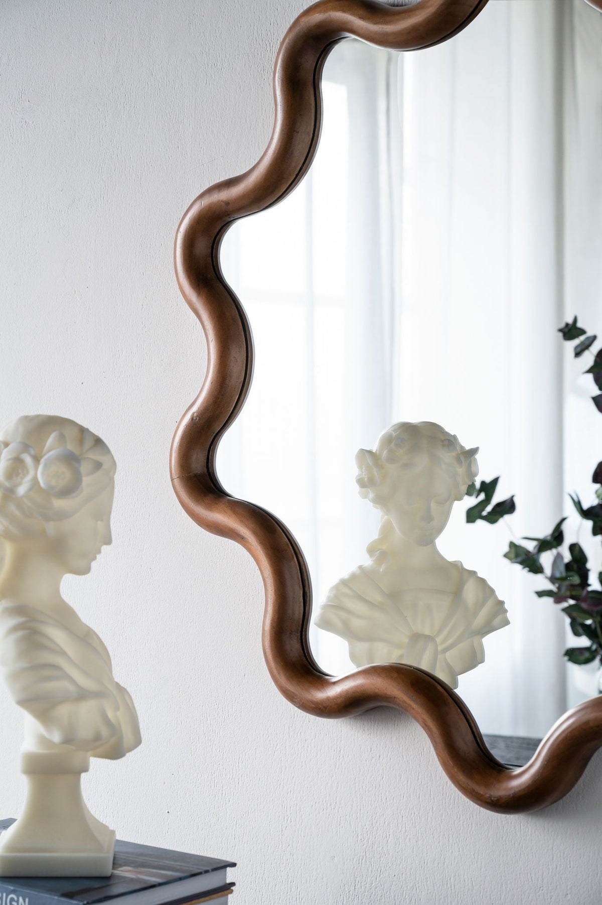 Wooden Accent Mirror With Unique Frame - Brown