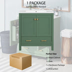 Green Bathroom Vanity with Single Undermount Sink and Storage - Solid Wood