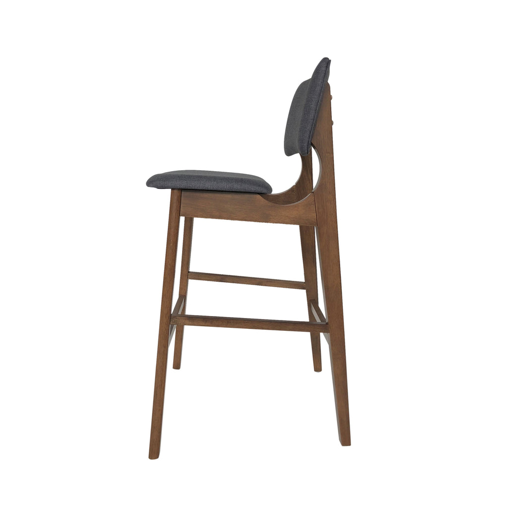 Mid-Century Modern Bar Chair Set with Rubberwood Frame - Charcoal