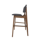 Mid-Century Modern Bar Chair Set with Rubberwood Frame - Charcoal