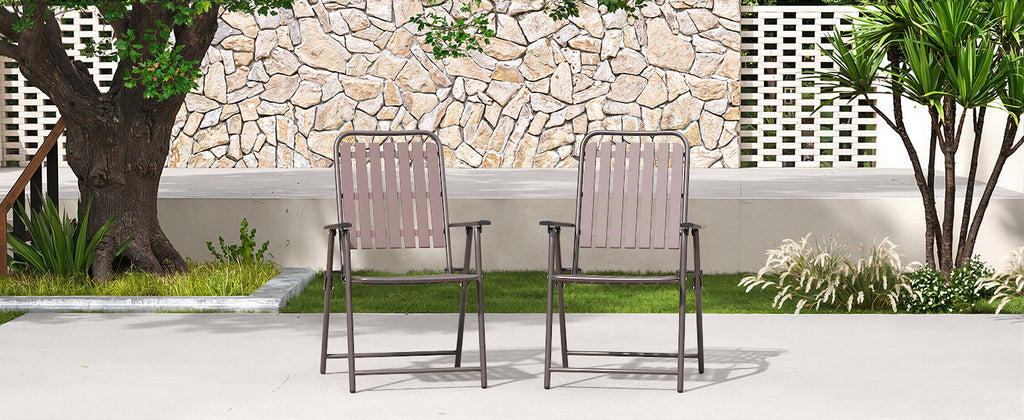 Brown 2-Piece Folding Chair with Rust-Resistant Frame - Brown