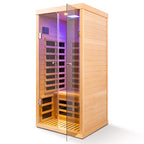 Low EMF Infrared Double Sauna Room with Bluetooth & LED Lighting - Natural Wood