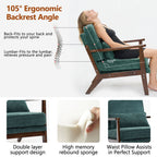 Living Room Chair with Lumbar Pillow and Solid Wood Frame - Dark Gray, Dark Green, Beige