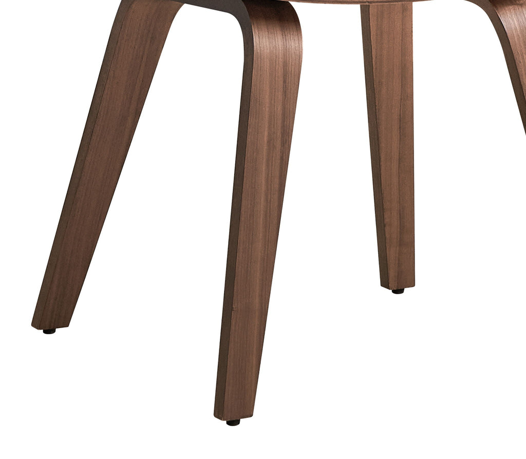 Boucle Walnut Side Chair Set with White Upholstery - Set of 2