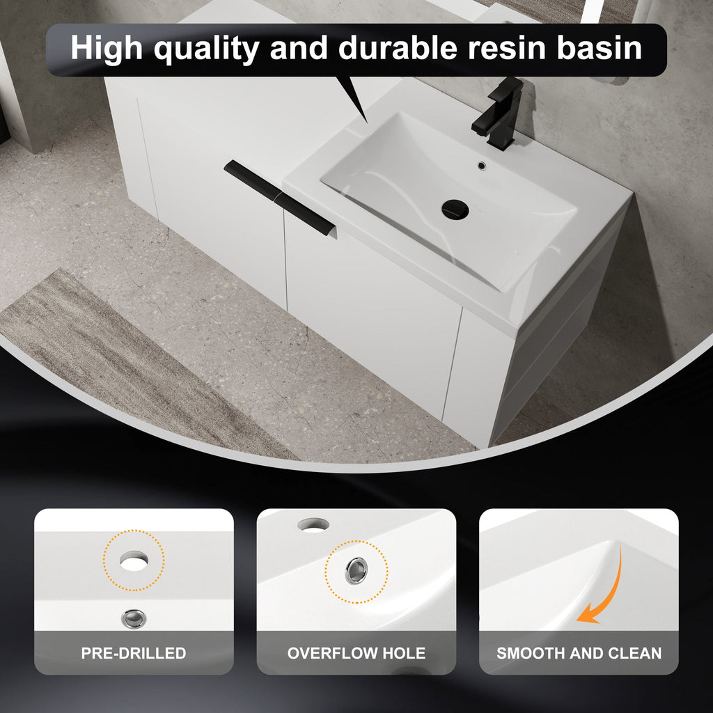 Modern Bathroom Vanity Sink Combo With Spacious Storage - White or Light Brown