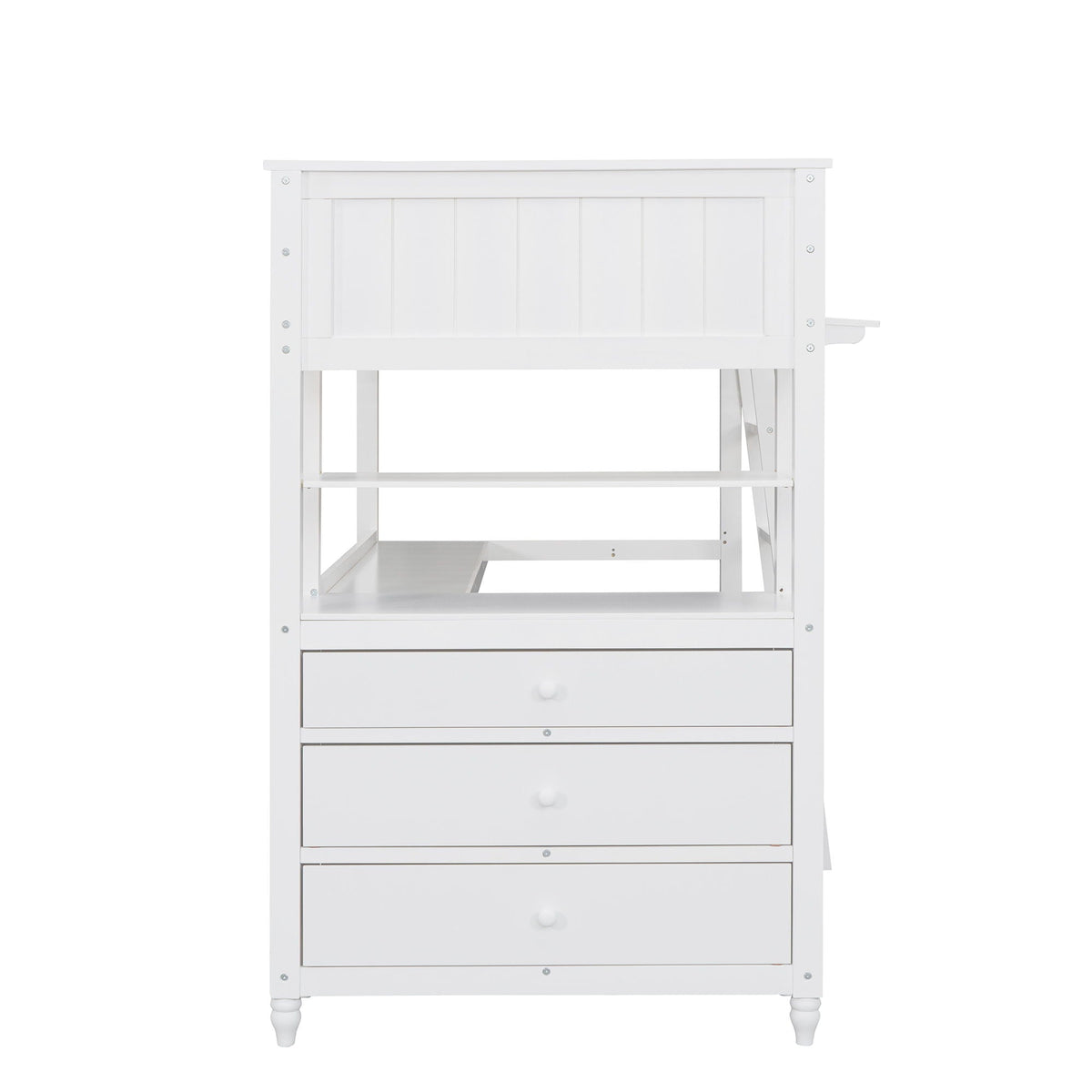 Twin Loft Bed with Drawers and Desk - White