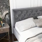 Elegant Design Upholstered Bed with Solid Wood Frame - Dark Gray