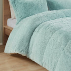 Twin/Twin XL Shaggy Long Fur Comforter Mini Set with Plush Reverse - Gray