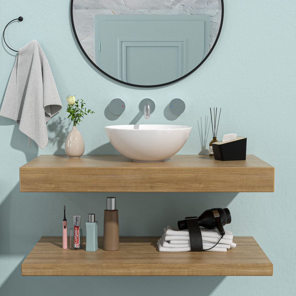 Modern Ceramic Circular Vessel Bathroom Sink with Stain Resistant Finish - White