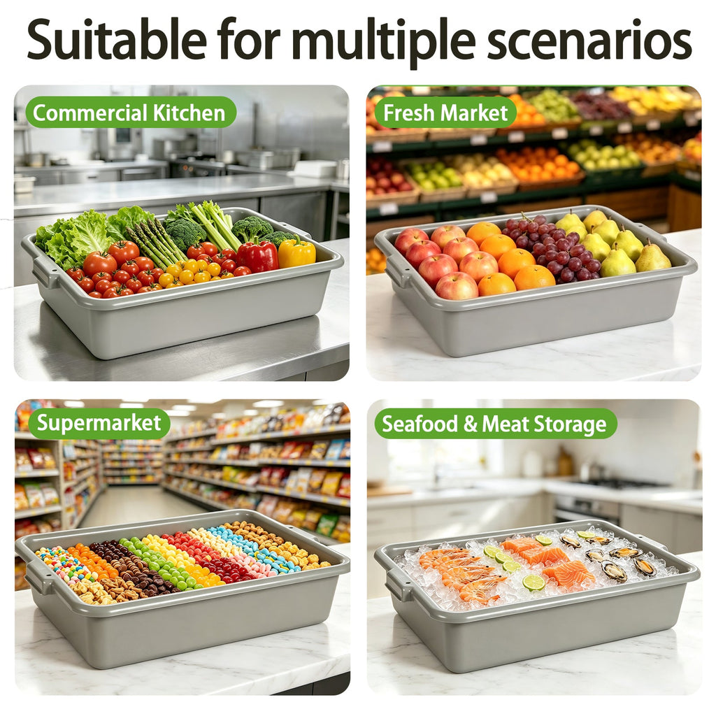 Commercial Meat Tubs with Lids 6-Pack - Food-Grade Plastic