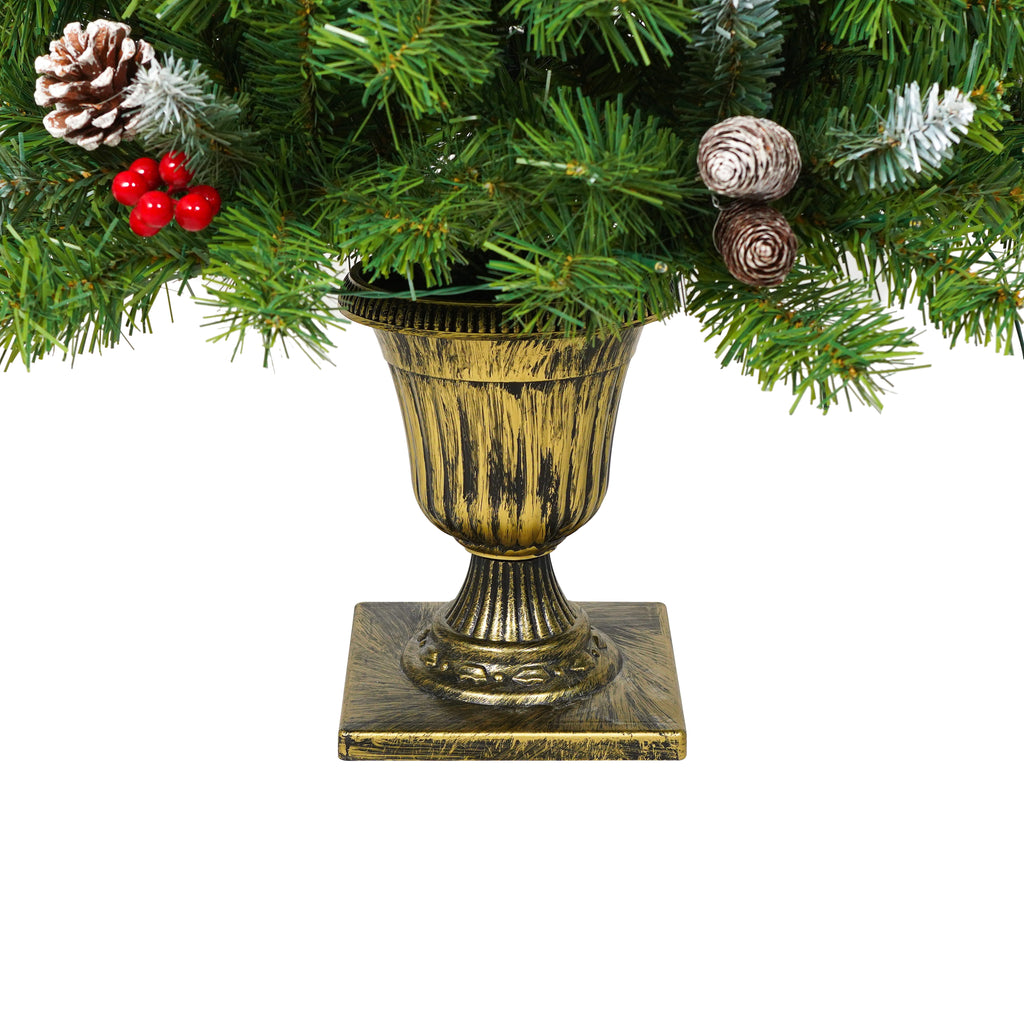 Pre-Lit Artificial Christmas Tree 3-Piece Set with LED Lights - Green