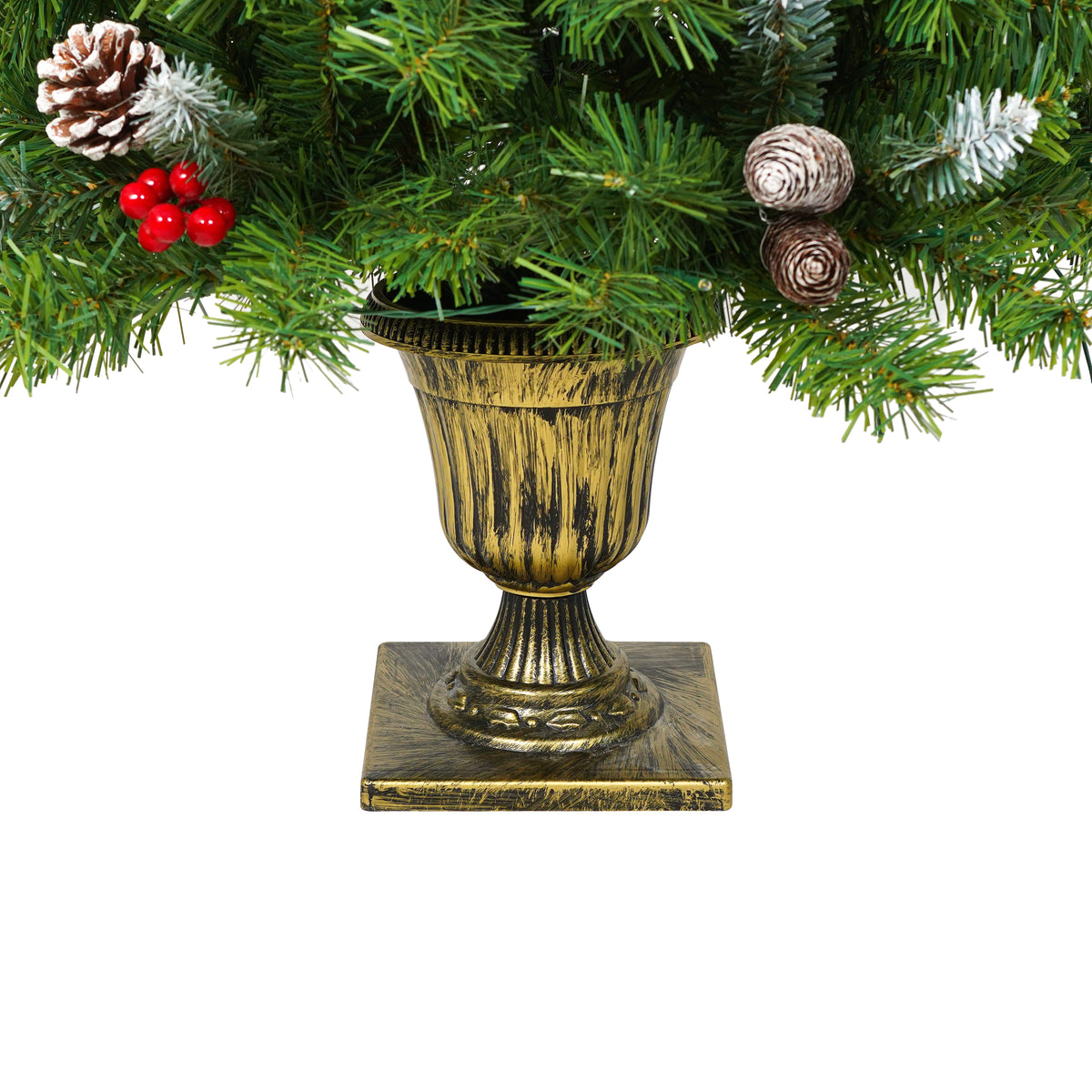 Pre-Lit Artificial Christmas Tree 3-Piece Set with LED Lights - Green