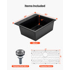 25 Inch Granite Kitchen Sink with Scratch Resistance - Matte Black