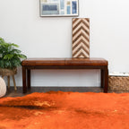 Antique Brown Upholstered Bench with Solid Wood Frame - Brown