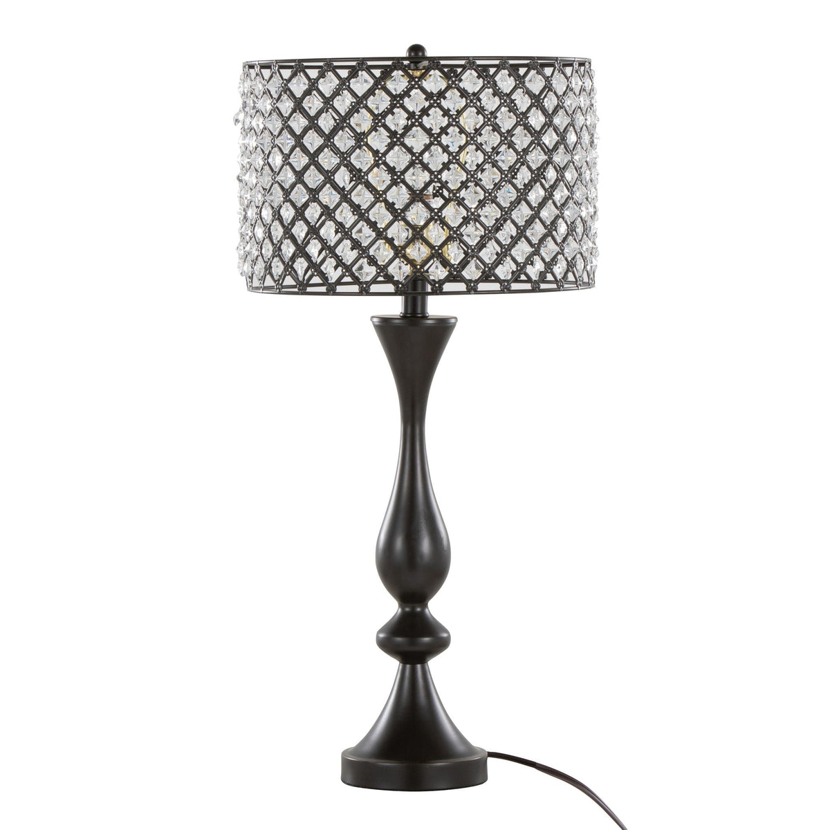 Contemporary Table Lamp with Crystalline Shade - Gold, Black, or Gray