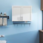 Bathroom Wall Cabinet with Adjustable Shelf and Towel Bar - White