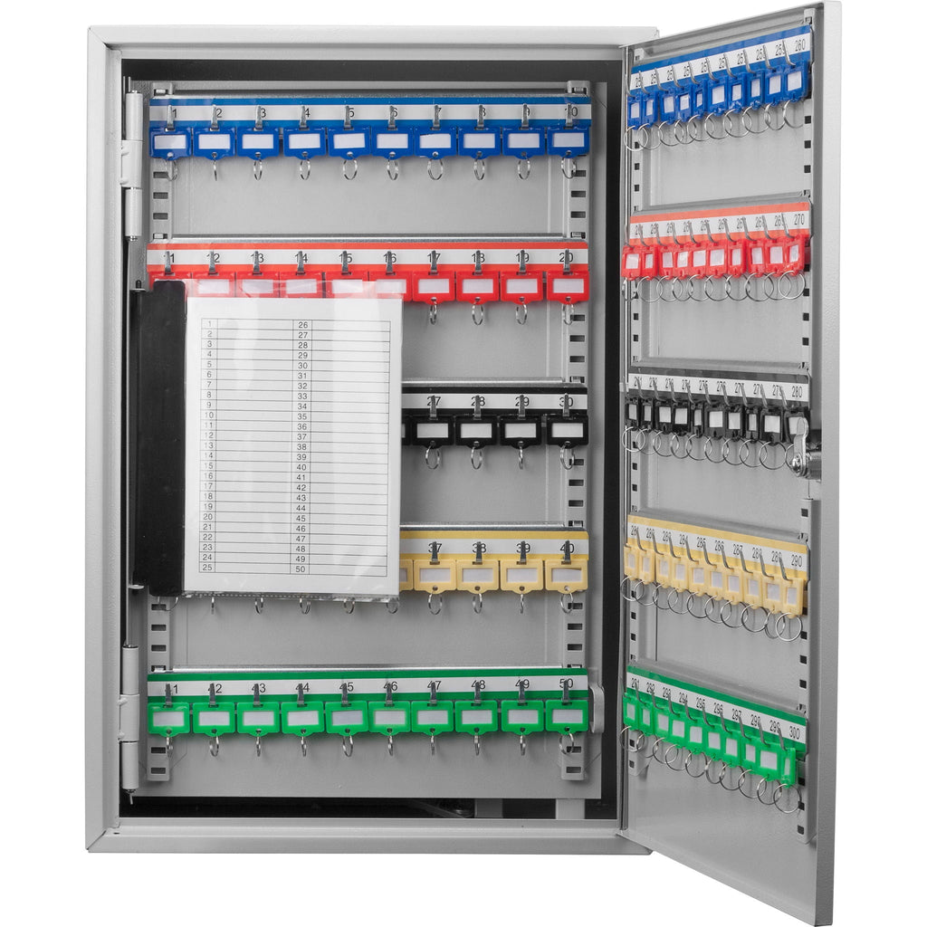 Adjustable Key Cabinet with Lock - Multiple Sizes, Gray or Black