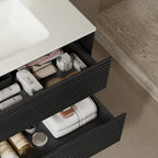 BRON 36" Bathroom Vanity with Sink - Modern Wall-Mounted Floating Cabinet, Dark Oak