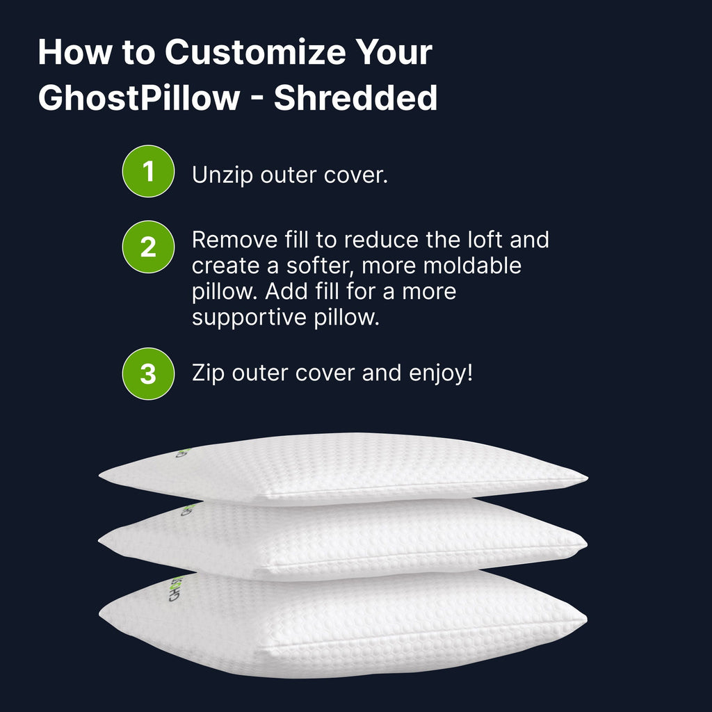 Ghostpillow Shredded - Customizable Soft Fluffy Gel Memory Foam Pillow