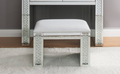 Nysa Rectangular Armless Stool with Mirrored Glass Base - Faux Leather