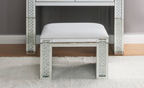 Nysa Rectangular Armless Stool with Mirrored Glass Base - Faux Leather