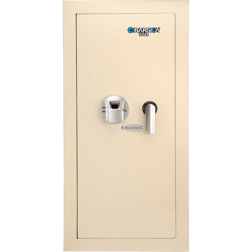 Beige Biometric Wall Safe with Fingerprint Access - Durable Steel