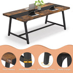 Modern Rectangular Conference Table for 6-8 People with Durable Frame - Dark Gray or Dark Brown