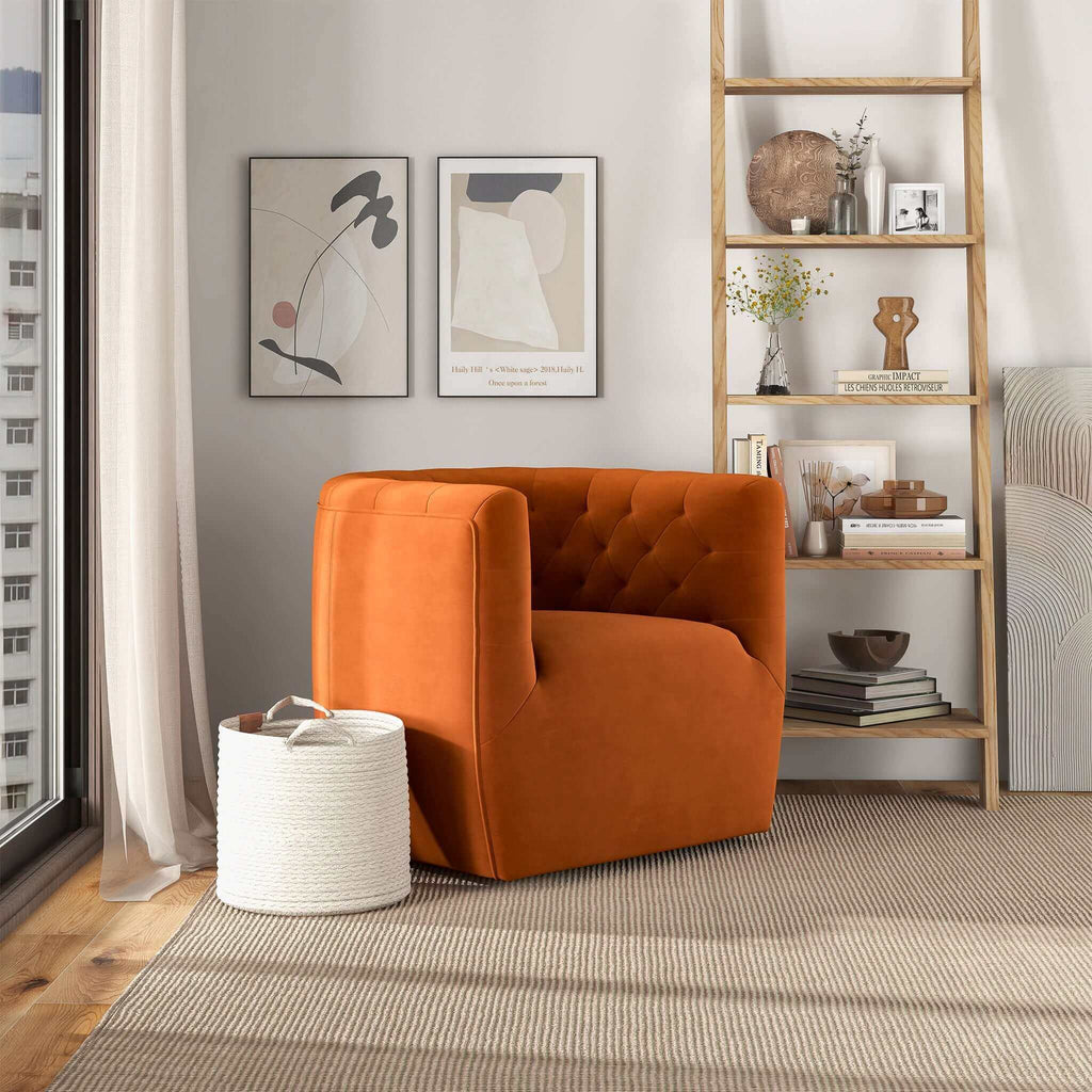 Ergonomic Design Swivel Chair with Tufted Accent - Multiple Colors
