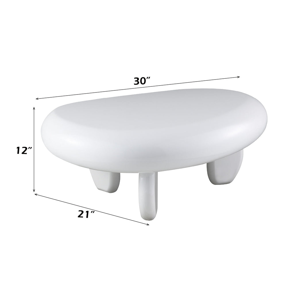 High Gloss End Table with Durable Synthetic Wood - White