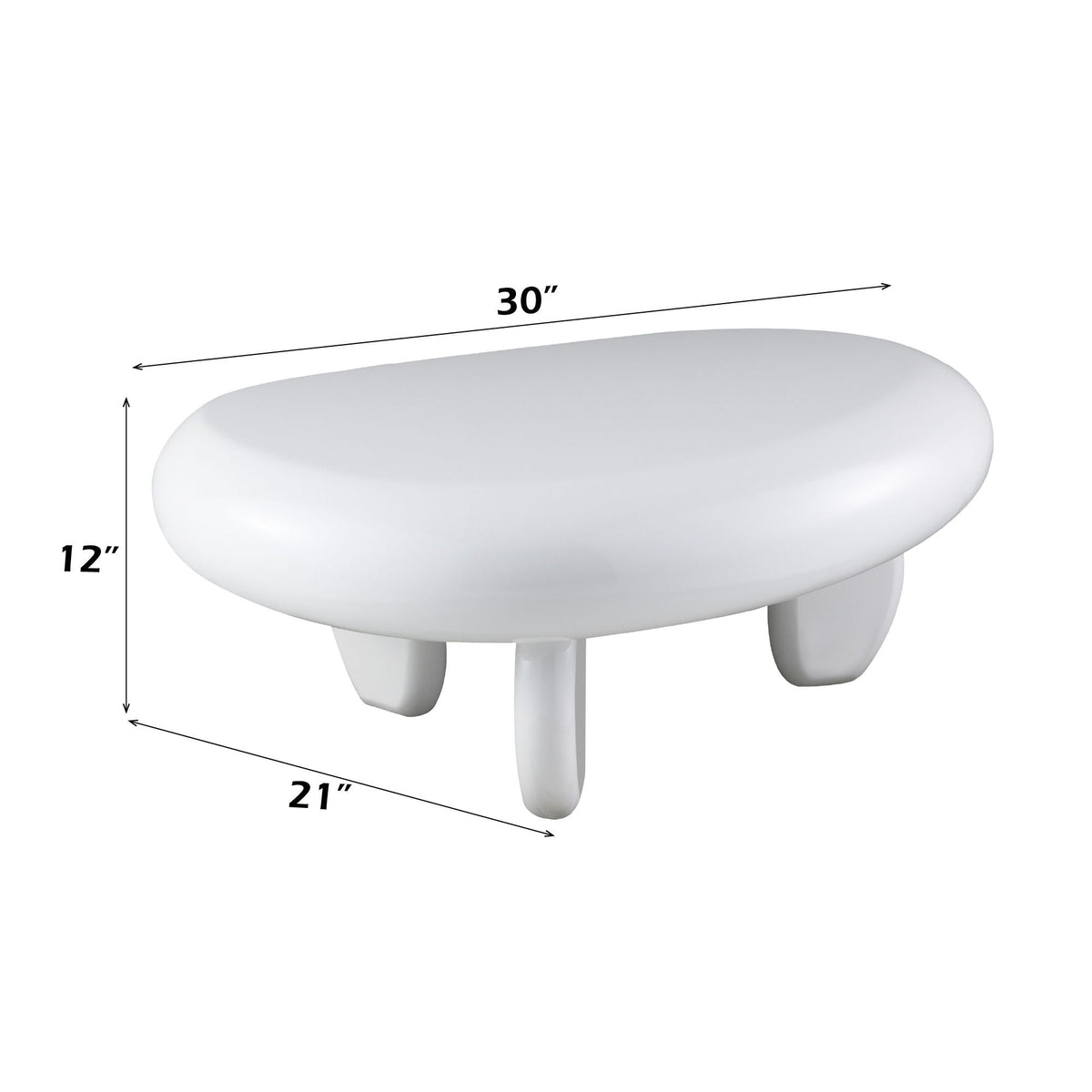 High Gloss End Table with Durable Synthetic Wood - White