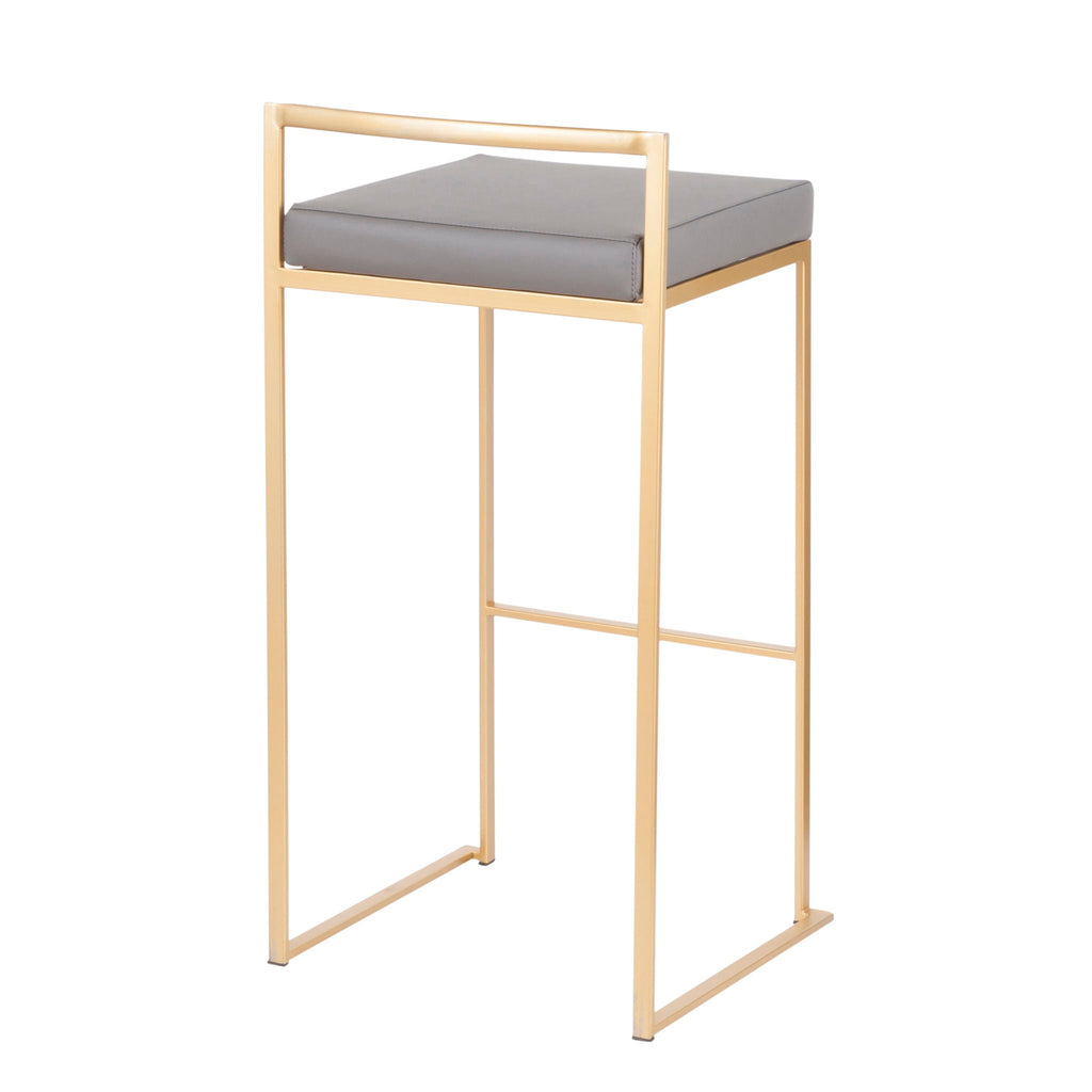 Contemporary Stackable Barstool Set with Upholstered Seat - Multiple Colors