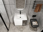 24" Wall-Mounted Bathroom Vanity with Ceramic Sink - Glossy White
