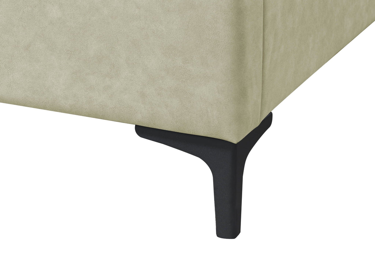 Fully Upholstered Bed with Large Pillowed Headboard - Light Blue or Light Brown