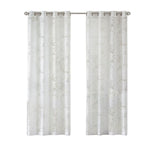 Palm Leaf Burnout Sheer Window Curtain with Grommets - White