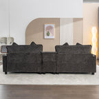 Modern Sectional Sofa with Removable Ottomans, USB Ports - Dark Gray or Light Blue