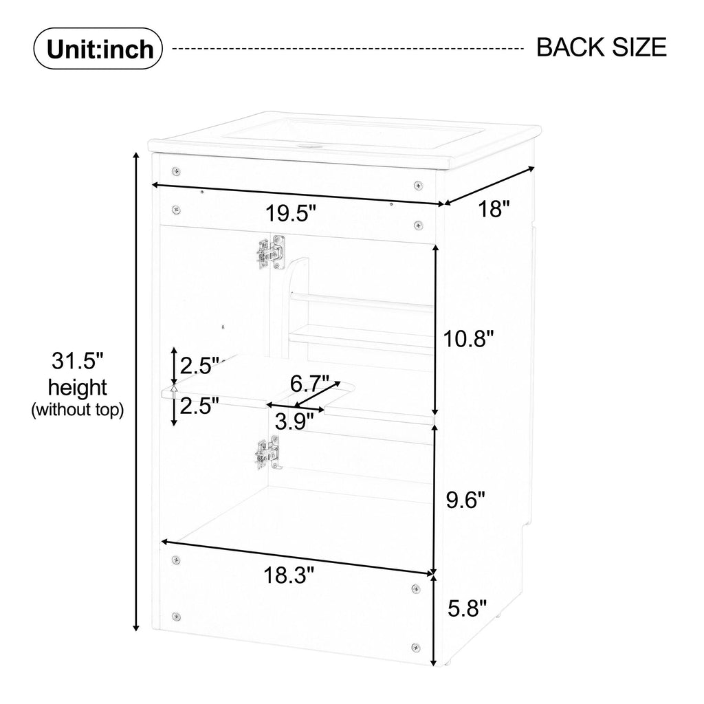 Bathroom Vanity with Sink and Adjustable Shelf - Multiple Colors