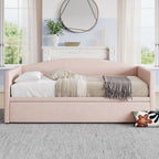 Upholstered Daybed With Pop Up Trundle Sofa Bed - Space Saving, Durable Frame - Gray or Pink
