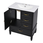 30" Bathroom Vanity with Sink and Soft-Close Drawers - White or Black