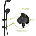 Dual Shower Head System with Rain Shower and Adjustable Slide Bar - Multiple Colors