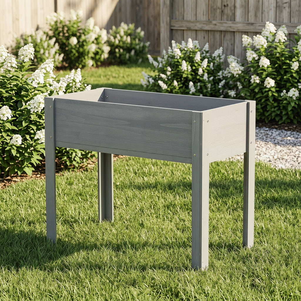 Solid Wood Raised Garden Bed with Legs - Available in Gray, Dark Gray, Dark Brown