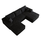 107" Cloud Sectional Sofa with Ottoman - Modern Minimalist Design - Black