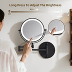 Rechargeable Wall Mounted Makeup Mirror with 10X Magnification - Iron