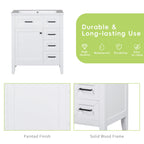 30" Bathroom Vanity Cabinet Base with Drawers - White